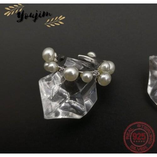 New style zircon luxury fashion pearl ear clip Women Monaco exquisite 925 silver jewelry gift