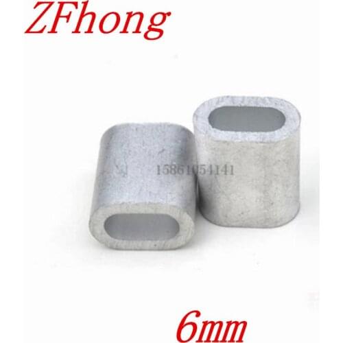 100PCS M6 6mm Oval Aluminum Sleeves Stainless Steel Wire Rope Crimping