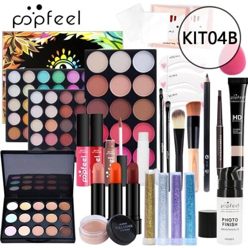 POPFEEL 25pcs Full Professional Makeup Set For Girl Eye Shadow Concealer Lip Gloss Eyeliner All In One Make Up Kit TSLM1
