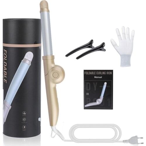 Portable Foldable Electric Professional Ceramic Hair Curler 30s Fast Heat Hair Curling Iron 360° Rotatable Fashion Styling Tools