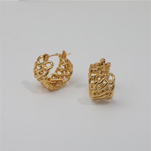 Joolim High Quality PVD Gold Finish Double Fork Claws Stainless Steel Hoop Earring Tarnish Free Gold Jewelry