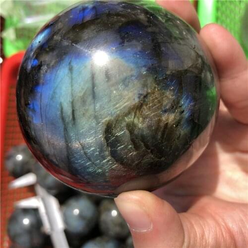 7 cm large size labradorite sphere blue shining