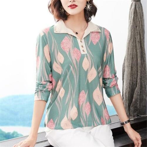 Chiffon Women Spring Autumn Shirts Loose Casual Long Sleeve Lapel Tops Elegant Print Blouses Fashion Blusas MM1065