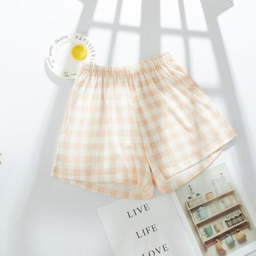 Shorts Womens Summer Plaid Elastic Waist Knee Length Casual Chic Loose Plus Size 3XL Comfy Korean Style Cotton Women Home Pants