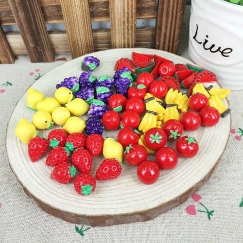 Mixed 7 Style Fruits Kawaii DIY Resin 3D Cute Scrapbooking Accessories Embellishment Decoration Craft Making Around 10-15mm