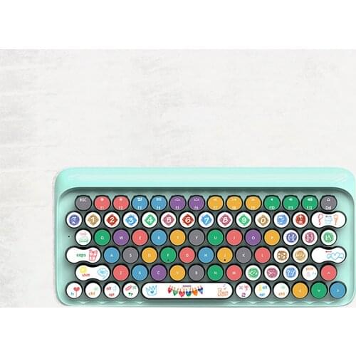 Universal Round Keycap Stickers Cartoon 104 Keys Creative Cute Pattern Desktop Keyboard Cover For Gaming Keyboards Self-Adhesive