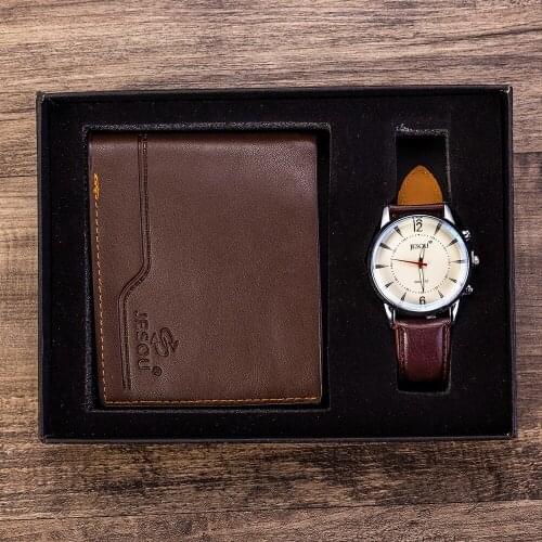 XSVO Men’s Gift Exquisitely Wrapped Watch + Wallet Set Cool Hot Sale Creative Combination Set Simple Casual Male Wristwatches