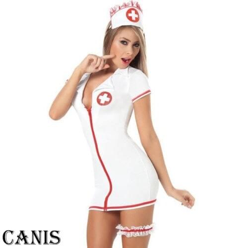 Women Sexy Lingerie Nurse Uniform Fancy Cosplay Outfit Set Underwear Perspective