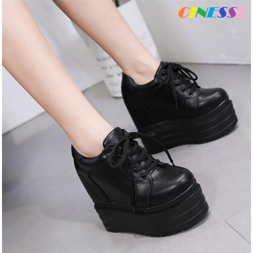 2020 new womens shoes 13cm strapping slope heel short shoes muffin thick sole with high inside fashion short shoes