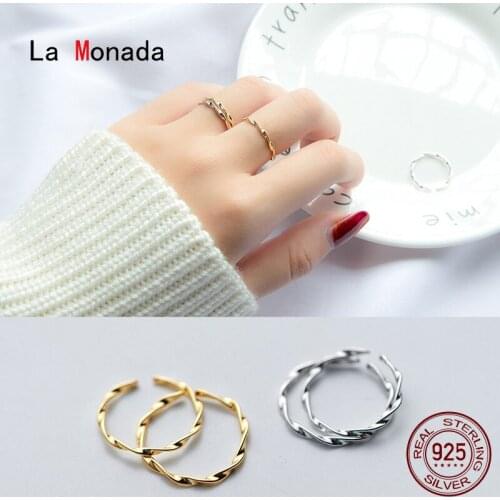La Monada Twist Wave Resizable Women Ring 925 Sterling Silver Minimalist Rings For Women 925 Silver Fine Jewerly Rings Woman