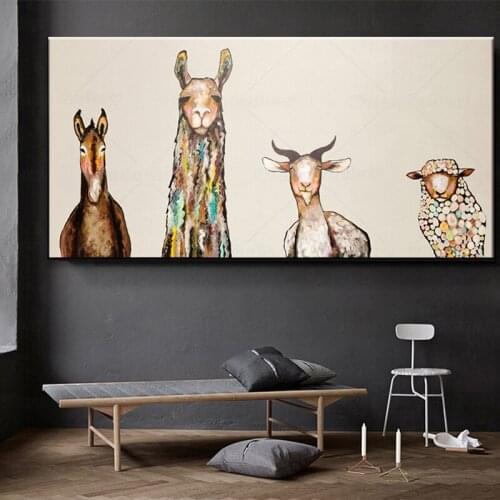 Animal Alpaca Goat Donkey Canvas Painting Wall Art Modern Sheep Poster Print Wall Picture for Home Decoration Kid Room Decor