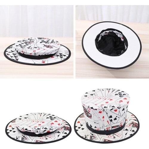 1pcs Folding Hat Professional Magician Close-up Stage Performance Folding Bag With Hat Dark Tricks Props B4H2