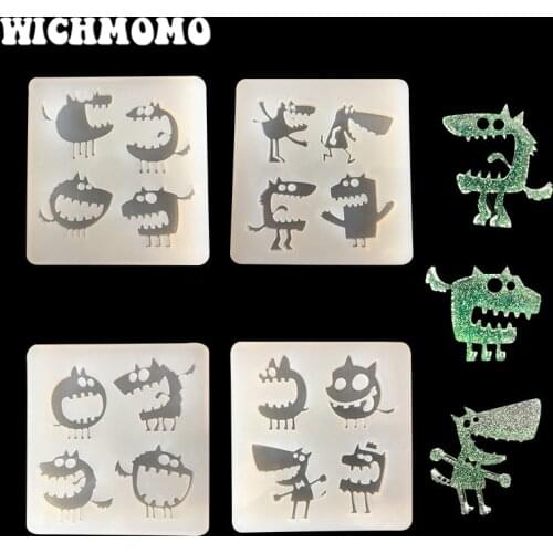 2019 New 1PCS/bag 4 Style Monster Craft DIY Transparent UV Pyramid Resin Liquid Silicone Combination Molds for Making Jewelry