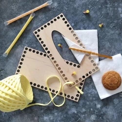 2pcs/set Wooden Crochet Bottom For DIY Tissue Box Wood Base Of Napkin Holder 25x25cm