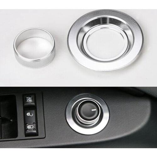 2Pcs Silver Aluminum Side Mirror Adjuster Control Switch Red Cover Trim Frame Ring Cover for Jeep Patriot Compass 11-16