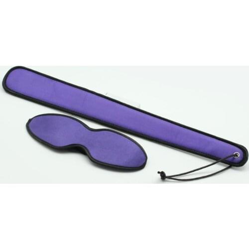 2 in 1 kit Provocative Satin and Velvet Body Massaging kit: paddle and eyepatch, spanking hand clapper and soft blinder