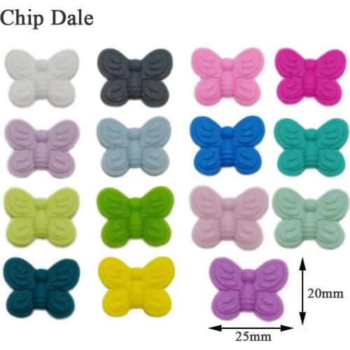 Chip Dale 20pcs Butterfly Silicone Beads Food Grade Teething Bite Molar Teether Beads DIY Pacifier Necklace Making