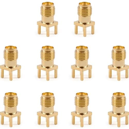 Areyourshop 10x SMA Female Jack Solder PCB Board Mount Straight RF Connector Positive Feet