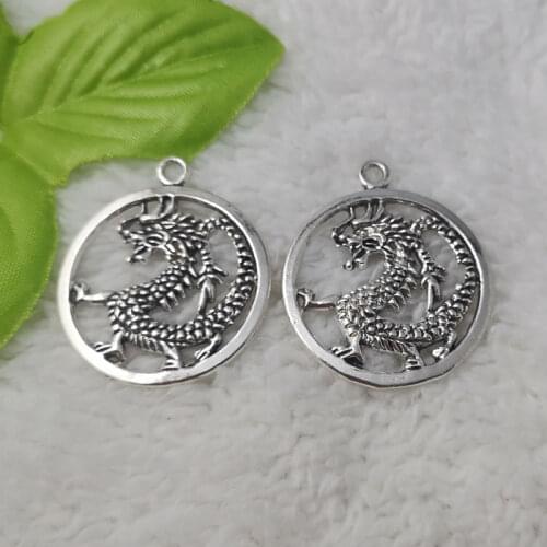 Free Ship 88 pcs Antique silver dragon charms pendant 37x32mm