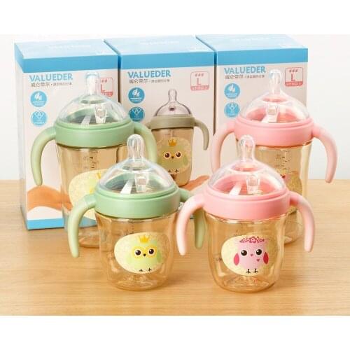 VALUEDER Hot Sale baby bottle 2018 New Arrival Unique Design PPSU Straw Feeding Bottle with Handle