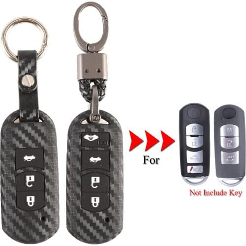 Kutery Carbon Silicone Rubber Car Key Cover Case For Mazda 3 5 6 8 CX5 CX7 CX9 M6 GT Remote Key Protecor 3/4Buttons