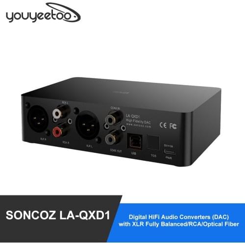 YouyeetooSONCOZ LA-QXD1 Digital HiFi Audio Converters(DAC) with XLR Fully Balanced/RCA/Optical Fiber Low Noise Windows khadas