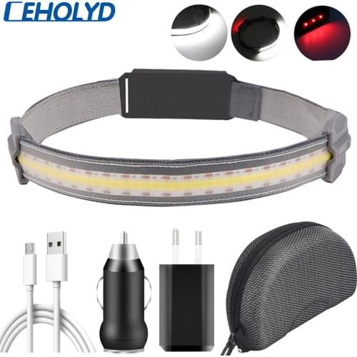 COB SMD2835 Led Headlamp Built-in Battery Rechargeable Headlight Head Waterproof Lamp White & Red Lighting for Camping Working