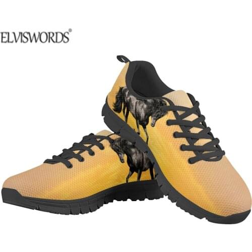 ELVISWORDS Fashion Sneakers Lightweight Men Casual Shoe 3D Horse Print Sport Shoes Breathable Male Footwear Lace Up Walking Shoe