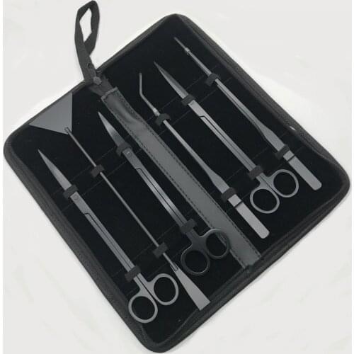 6 PCS/lot 10" Aquarium Cleaning Tools Landscaping Tool Kits Stainless Steel Aquatic Plants Scissors Tweezers Set Black