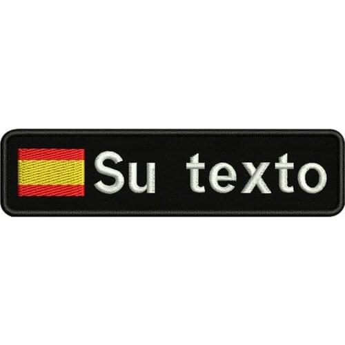 Spanish flag Spain 10X2.5cm Embroidery Custom Name Text Patch Stripes badge Iron On Or Velcro Backing Patches For Backpack