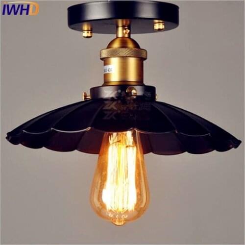 IWHD Edison Loft Industrial LED Ceiling Lamp Living Room Lights Plafondlamp Edison Vintage Ceiling Lights Home Lighting
