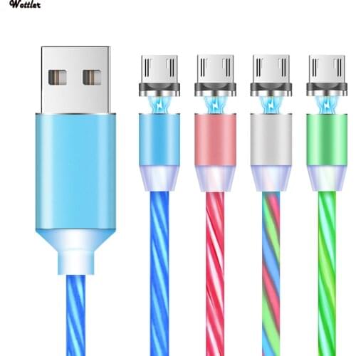 Magnetic Cable USB Type C Micro Cable Magnetic Cable LED Lighting fast Charging USB Charger Cable Wire for iPhone Huawei Samsung
