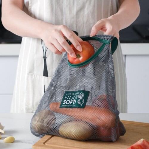 Reusable Storage Mesh Bag Kitchen Fruit Vegetable Garlic Onion Hanging Bags Breathable Sundries Storage Bags Organizer
