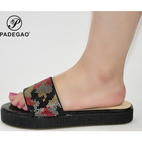 2020 Summer Fashion PU Low Heel Slides Toe Edition Slip On Outside Slippers Women Mules Size 37-42