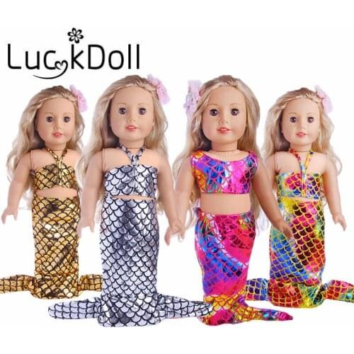 4 Model Fashion Mermaid Cosplay Suit Fit 18 Inch American&43 CM Baby Doll Clothes Accessories,Girls Toys,Generation,Birthday