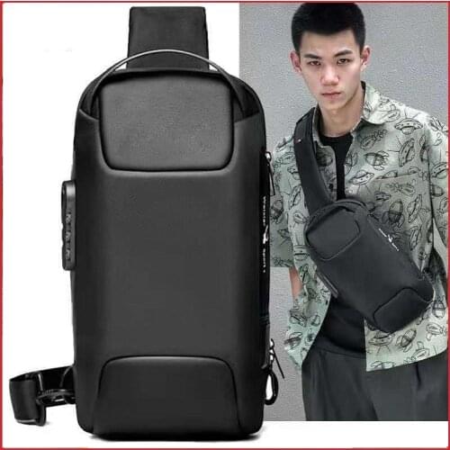 Chest Bag Mens Anti-theft Crossbody Bag Waterproof Oxford Sports Crossbody Bag Mens Chest Bag with USB Password Lock