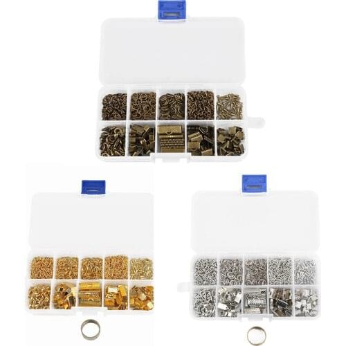 1Box Jewelry Findings Tool Set Open Jump Ring/Lobster Clasp/Tail Chain/Clip Buckle/Drop Kit/Earring Hooks for DIY Jewelry Making