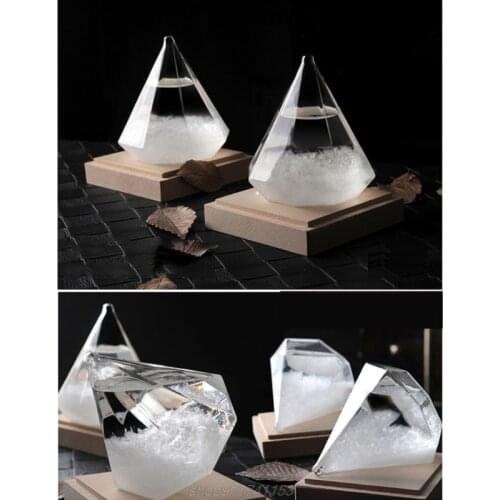 Mini Desktop Droplet Storm Glass Bottle Weather Forecast Predictor Monitor Barometer With Wood Base For Home M06 21 Dropship
