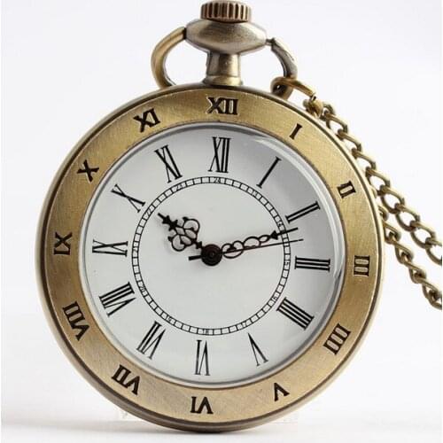 2020 New Roman numerals Dual display Fashion quartz Bronze antiques men and woman Necklace pocket watch
