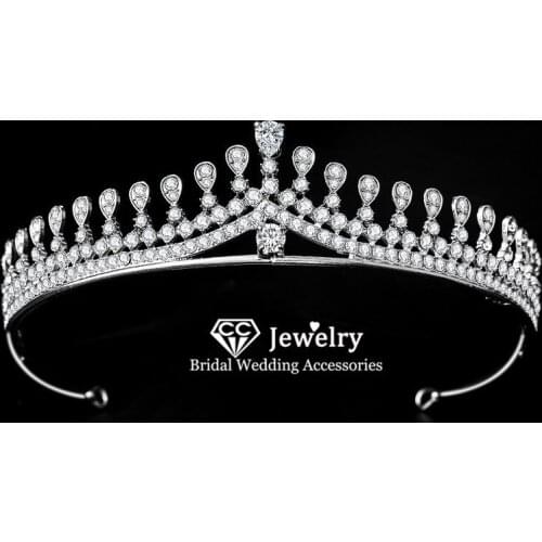 CC Crowns for Women Wedding Accessories Bridal Hairbands Engagement Hair Ornaments Water Drop Shape Trendy Headdress Party HS43