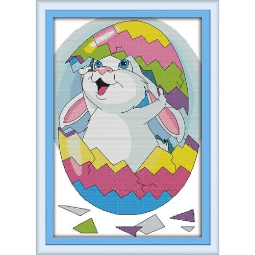 Easter Egg and the rabbit (2) cross stitch kit DIY embroidery set handmade needlework cross-stitching DMC color Dreamfounder