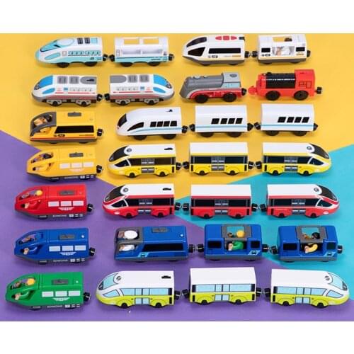 FIT for Car Toy Track Brio Train Blue Red Tracks Combination Electric Locomotive Toys for Kids Electric Train for Wooden Track