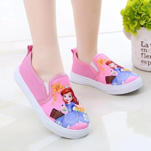 Disney Frozen Canvas Casual Shoes Baby Shoes Cute Childrens Shoes Soft Sole Non-slip Breathable Girls Sports Shoes
