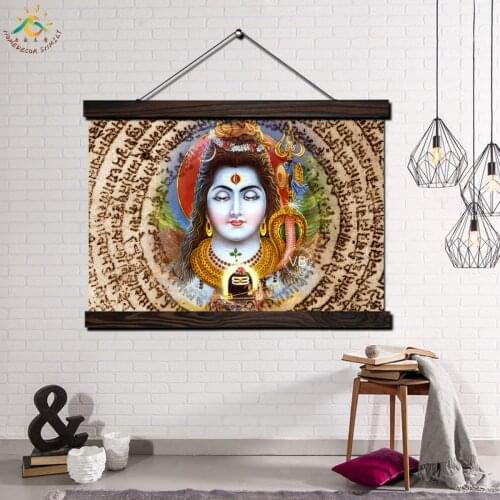 Rainbow Ganesha Lord God Modern Wall Art Print Pop Art Picture And Poster Solid Wood Hanging Scroll Canvas Painting Home Decor