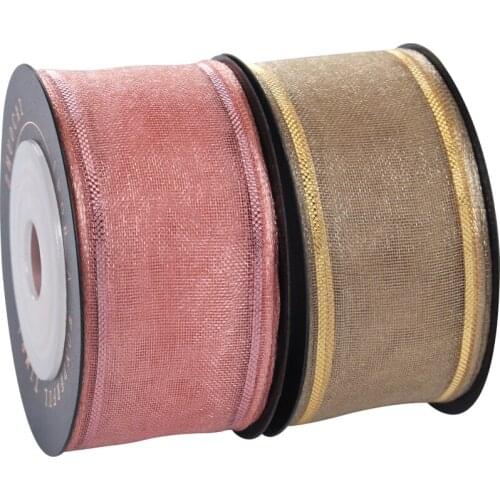 25/40mm Width Edge Organza Silk Ribbon Handmade Gift Wrap Christmas Wedding Party Decor Ribbons DIY Scrapbooking Material 10Yard