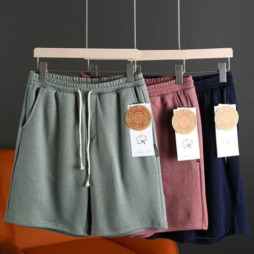 2021 Summer Causal Knitted Shorts Streetwear Basketball Shorts Elastic Waist Solid Color Drawstring Comfortable Short Pants