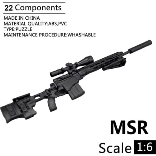 1:6 Remington MSR Sniper Rifle 1/6 Plastic Soldiers Weapons Accessories Black Sniper Rifle For 12" Action Figure Toy