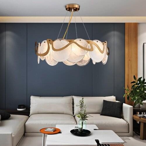 Modern Cloud Glass Led Pendant Lights Gold Metal Living Room Led Pendant Chandeliers Light Lighting Bedroom Hanging Lamp Fixture