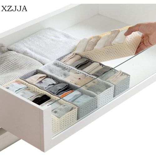 XZJJA 5 Grid Creative Drawer Divider Household Storage Box Drawer Socks Underpants Cosmetics Desktop Office Supplies Organizer