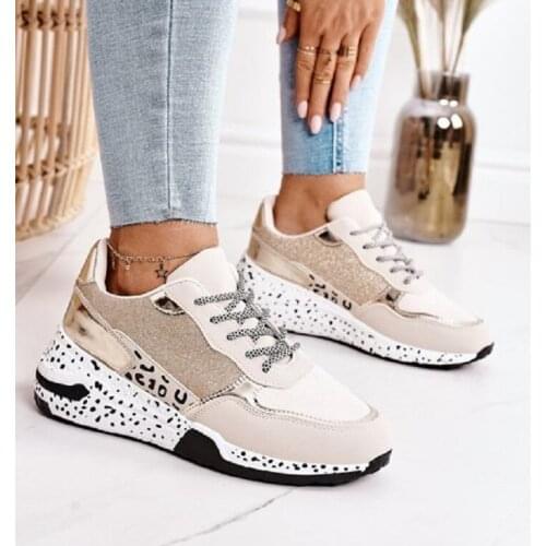 Women Sneakers 2021 Leopard Print Lace-Up Womens Vulcanize Shoes Platform Sports Ladies Sneakers Breathable Plus Women Shoes